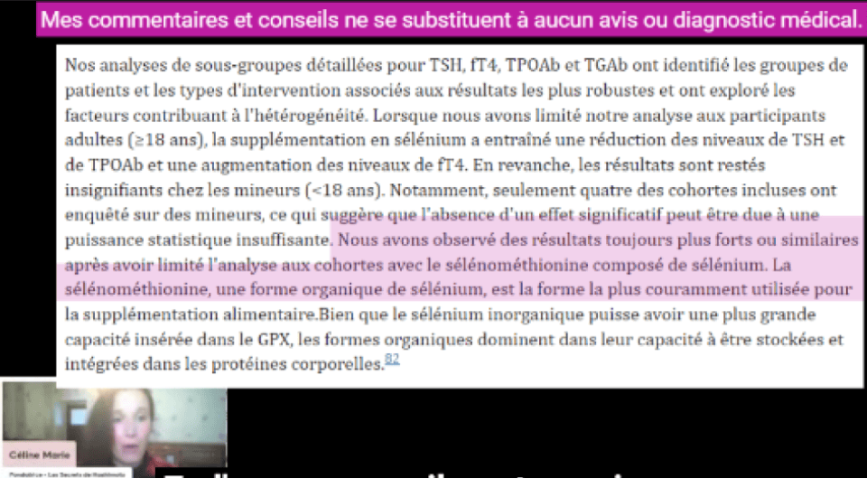 Hashimoto maladie - sélénométhionine meilleure forme Sélénium Se.