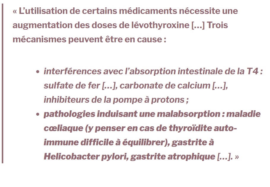 Extrait de recommandation SFE sur les causes de malabsorption de la lévothyroxine et du calcium